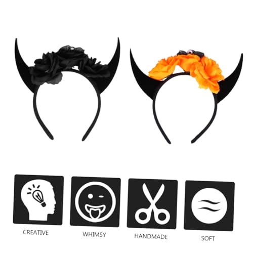 PENIKOKO 2 Stück Halloween Haarreif Teufelshörner Teiliges mit Schwarzen und Orangen Hörnern Bequemer Stoff Haarreif für Erwachsene und Geeignet für Kostümparty Skull Skeleton Flower PENIKOKO 2 Stück Halloween Haarreif Teufelshörner Teiliges mit Schwarzen und Orangen Hörnern Bequemer Stoff Haarreif für Erwachsene und Geeignet für Kostümparty Skull Skeleton Flower von PENIKOKO