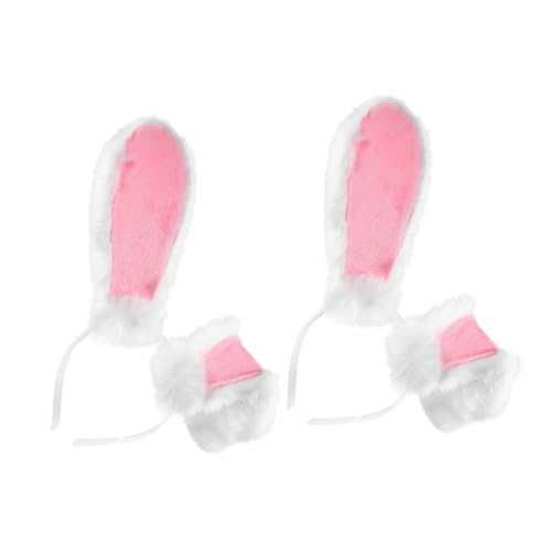PENIKOKO 2 Stück Plüsch Hasenohren Stirnband Kuscheliges Kaninchenohr Haarband und Erwachsene Cosplay Party Zubehör Realistisches Leichtes Kostüm accessoire für Frühlings von PENIKOKO