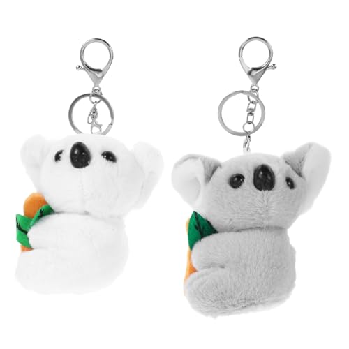 PENIKOKO 2 Stück Plüsch Koala Schlüsselanhänger Kuscheltier Anhänger mit Schlüsselring für Taschen Rucksäcke Geschenkidee Sanft und Langlebig Weiß von PENIKOKO