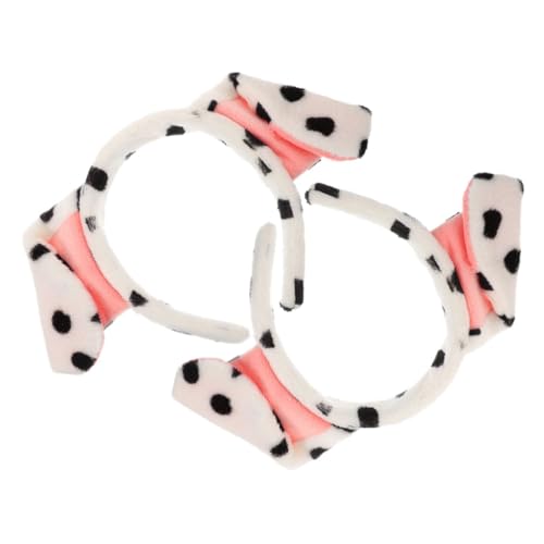 PENIKOKO 2 Stück Teiliges Plüsch Stirnband mit Niedlichen Hund Ohren Elastisch und Bequem Weiches Cosplay Haarreif für Halloween Party Spa und Gesichtsreinigung Weiß geeignet von PENIKOKO