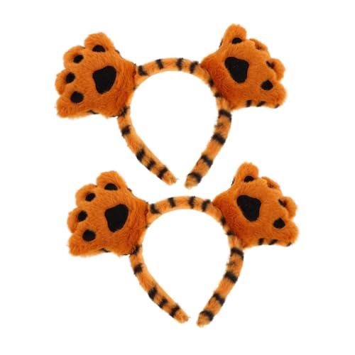 PENIKOKO 2 Stück Tigerohren Haarband Plüsch Halloween Tierkostüm Stirnband Weich Bequem für Mädchen Damen Cosplay Party Bühne von PENIKOKO