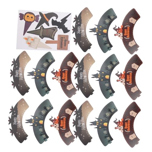 PENIKOKO 2sätze Kürbis-cupcake-topper Mit Spinnen-muster Und Totenkopf-mustern Halloween-backdekorationen Aus Papier Muffinförmchen Für Party-dekorationen Und Kuchen-zubehör von PENIKOKO