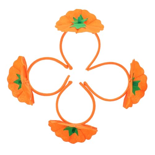 PENIKOKO 4 Stück Halloween Kürbis Stirnband Leichtes Komfortables Haarband für Damen und Erwachsene Halloween und Erntedankfest Kostümzubehör Auffälliges Partyaccessoire in Orange von PENIKOKO