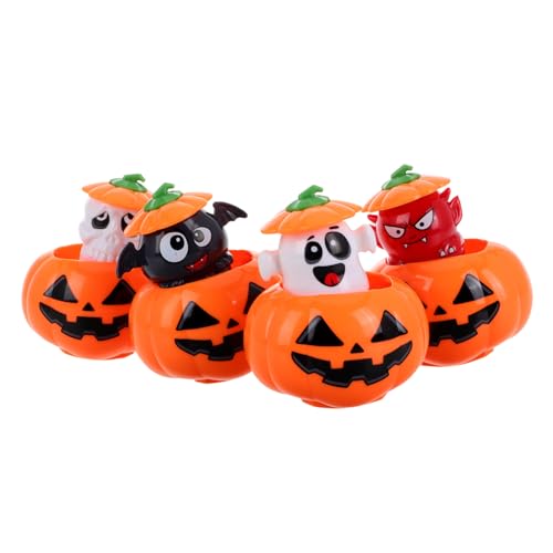 PENIKOKO 4 Stück Halloween Wind Up Spielzeuge Mini Kürbis Figuren mit Aufziehmechanismus für Party Dekoration und Kinderunterhaltung von PENIKOKO