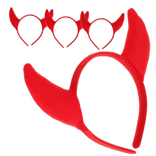 PENIKOKO 4 Stück Teiliges Teufelshörner Haarreif Halloween Kopfschmuck für Damen Cosplay Kostüm Party Zubehör mit Rotem Haarreif Kreative Kopfbedeckungen von PENIKOKO