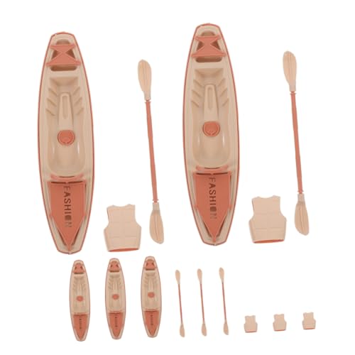 PENIKOKO 5 Sätze Miniatur Kajak mit Paddeln und Schwimmweste Detailliertes Kunststoff Kanu Modell Bootsfunktion als Tischdekoration und Puppenhaus Zubehör von PENIKOKO