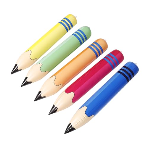 PENIKOKO 5 Stück Aufblasbares Bleistiftspielzeug Groß Klassenzimmer Party Schule Jumbo-bleistifte Riese Schlag Überdimensioniert Kind Schwimmbad Bleistift- Pvc von PENIKOKO