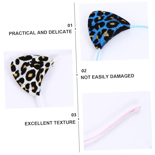 PENIKOKO 5 Stück Teiliges Glitzer Katzenohren Haarreif Leopardmuster Bunte Haarbänder für Karneval Party und Fotoshooting Langlebiges Stoffmaterial Auffälliges Accessoire für Damen und von PENIKOKO