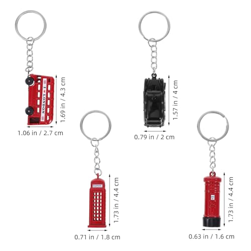 PENIKOKO 5 Stück Teiliges London Souvenir Schlüsselanhänger mit Bus Telefonzelle Briefkasten Uhrturm und Taxi Robuster Metallanhänger Praktisches Kompaktes Design für Schlüssel und Taschen von PENIKOKO