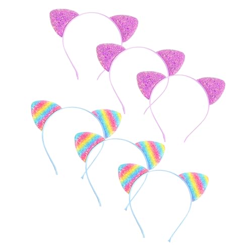PENIKOKO 6 Stück Katzenohren Haarreif mit Glitzer Regenbogenfarben für Kostüme Partys und Cosplay Leicht und Bequem für Damen PENIKOKO 6 Stück Katzenohren Haarreif mit Glitzer Regenbogenfarben für Kostüme Partys und Cosplay Leicht und Bequem für Damen von PENIKOKO