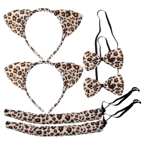 PENIKOKO 6 Stück Leoparden Katzenohren Stirnband mit Schleife und Katzenschwanz Kostümzubehör für Karneval Halloween Cosplay und Mädchens Faschingsparty PENIKOKO 6 Stück Leoparden Katzenohren Stirnband mit Schleife und Katzenschwanz Kostümzubehör für Karneval Halloween Cosplay und Mädchens Faschingsparty von PENIKOKO