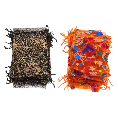 PENIKOKO 60 Stück Halloween Geschenkbeutel aus Organza mit Zugband Schwarz Orange Netzbeutel mit Spinnen und Kürbisdruck Vielseitig für Süßigkeiten Snacks Party Goodies und Halloween PENIKOKO 60 Stück Halloween Geschenkbeutel aus Organza mit Zugband Schwarz Orange Netzbeutel mit Spinnen und Kürbisdruck Vielseitig für Süßigkeiten Snacks Party Goodies und Halloween von PENIKOKO