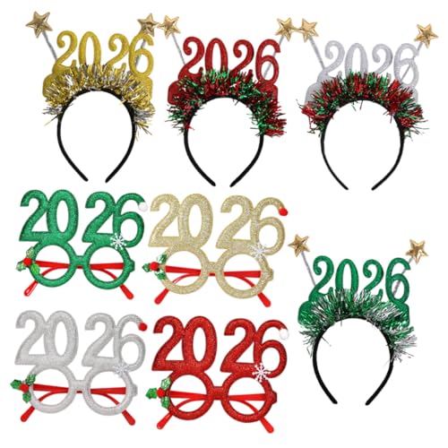 PENIKOKO 8 Stück Teiliges Silvester Party Glitzerndes Haarband und Brillenrahmen Langlebige Foto Requisiten für Neujahrsfeier und Festliche Gruppenbilder PENIKOKO 8 Stück Teiliges Silvester Party Glitzerndes Haarband und Brillenrahmen Langlebige Foto Requisiten für Neujahrsfeier und Festliche Gruppenbilder von PENIKOKO