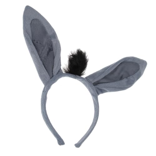 PENIKOKO Damen Stirnband mit Süßen Grauen Eselsohren Lustiges Tier Haaraccessoire für Party Kostüm Karneval Vielseitiger Haarschmuck für Frauen und Erwachsene von PENIKOKO