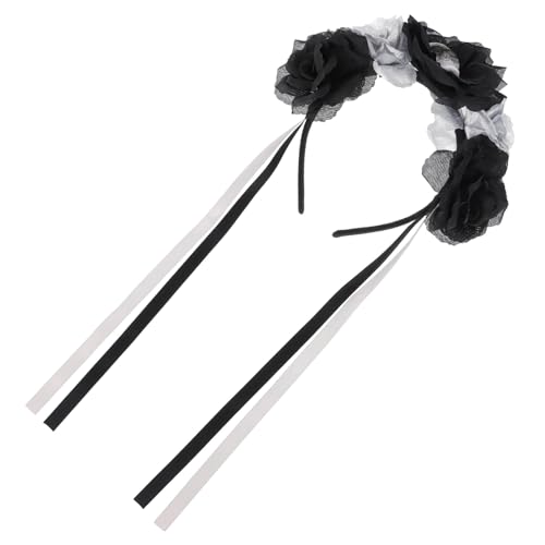 PENIKOKO Day Of The Dead Skull Haarreif mit Silbernen Rosen Halloween Party Haarband Leichtes und Komfortables Totenkopf Kopfstück für Damen und Familien von PENIKOKO