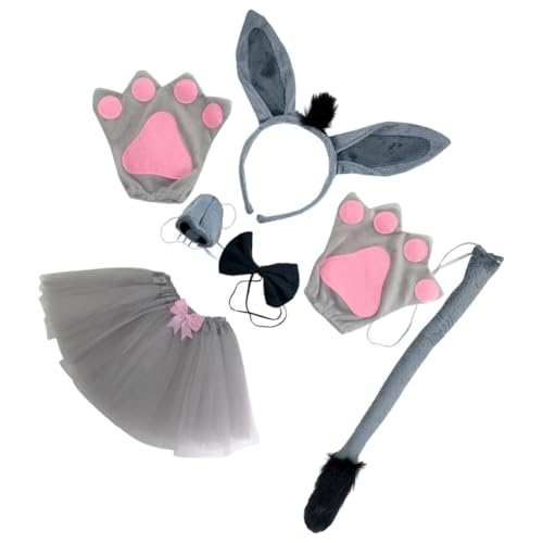 PENIKOKO Donkey Cosplay Kostüm Set mit Stirnband und Tier Requisiten für Erwachsene Tierkostüm Party Dekoration für Karneval Halloween Bühnenauftritt von PENIKOKO