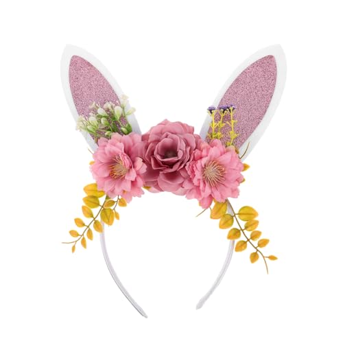 PENIKOKO Easter Bunny Ears Haarband mit Kunstblumen Niedliches Kaninchenohren Headwear für Karneval Osterfeiern und Cosplay Events PENIKOKO Easter Bunny Ears Haarband mit Kunstblumen Niedliches Kaninchenohren Headwear für Karneval Osterfeiern und Cosplay Events von PENIKOKO