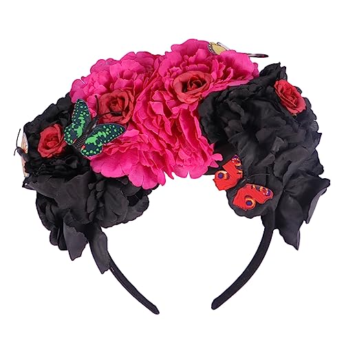 PENIKOKO Festival Damen Blumenkrone Haarband mit Schmetterlingen Rot Schwarz für Hochzeiten Partys und Fotoshootings Wiederverwendbar und Lebendig Haarschmuck für Verschiedene Anlässe PENIKOKO Festival Damen Blumenkrone Haarband mit Schmetterlingen Rot Schwarz für Hochzeiten Partys und Fotoshootings Wiederverwendbar und Lebendig Haarschmuck für Verschiedene Anlässe von PENIKOKO