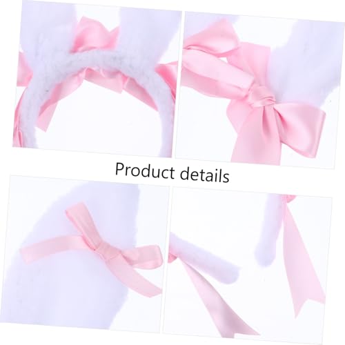 PENIKOKO Großes Plüsch Hasenohren Haarband mit Schleife Einstellbarer Haarschmuck für Damen und Mädchen Geeignet für Karneval Halloween Ostern und Kostümpartys von PENIKOKO