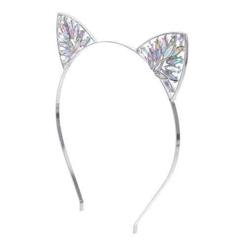 PENIKOKO Haarreif Katzenohren aus Langlebiger Legierung mit Glitzernden Strasssteinen Süßes Tierohren Haarband für Damen Modisches Accessoire für Halloween Cosplay und Alltag von PENIKOKO