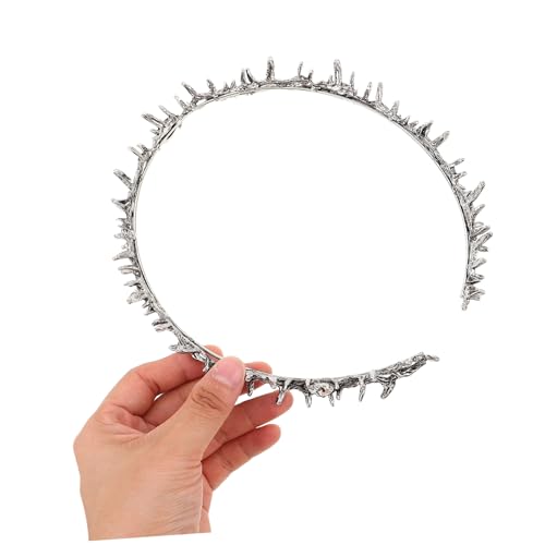 PENIKOKO Halloween Gothic Dornenkrone Haarreif für Damen Handgefertigtes Silbernes Party-cosplay-accessoire Leichter Langlebiger Kopfschmuck für Mittelalterliche und Fantasy-kostüme von PENIKOKO