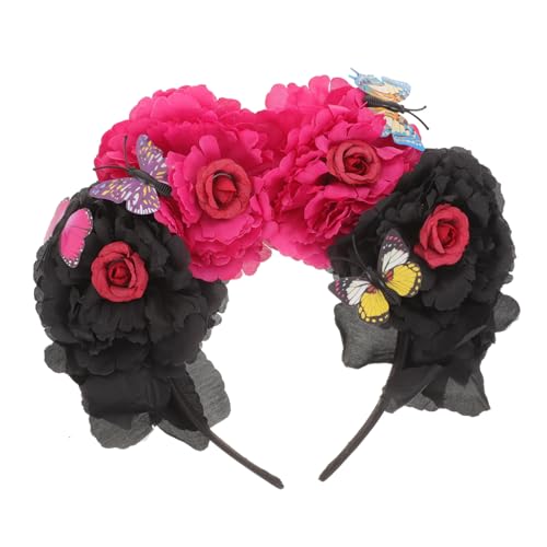 PENIKOKO Halloween Haarschmuck Damen Peony Schmetterling Haarreif Rot Schwarz Leicht Party Cosplay Fotografie Zubehör von PENIKOKO