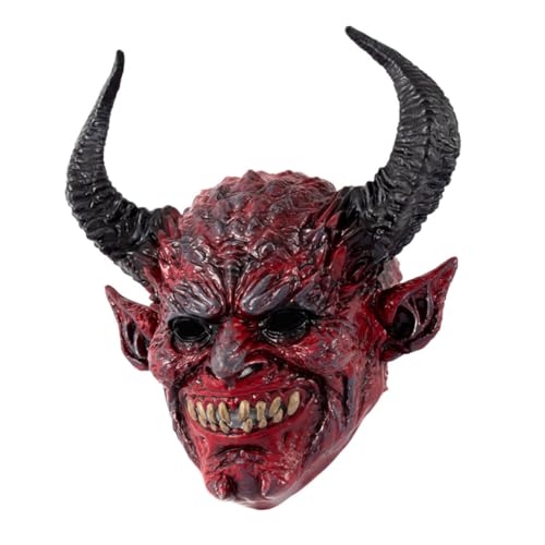 PENIKOKO Halloween Teufelsmaske mit Hörnern Cosplay Maske für Gruselige Kostümpartys und Maskeraden Atmungsaktive Halloween Maske für Erwachsene und Kostümzubehör PENIKOKO Halloween Teufelsmaske mit Hörnern Cosplay Maske für Gruselige Kostümpartys und Maskeraden Atmungsaktive Halloween Maske für Erwachsene und Kostümzubehör von PENIKOKO