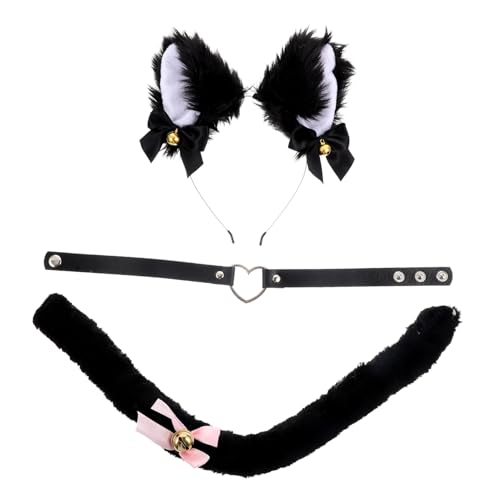 PENIKOKO Katzenohren Haarreif mit Glocken Spitzen und Chic Cosplay Leichtes Langlebiges Party accessoire für Mädchen Kostümzubehör für Fasching Halloween Mottoparty von PENIKOKO
