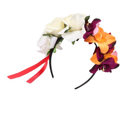 PENIKOKO Orchideen Blumenhaarband Damen Festival Kopfschmuck mit Funkelndem Schneedesign für Halloween Party Kostüm und Fotoshooting Komfortabel und Langlebig Modisches Stirnband für von PENIKOKO