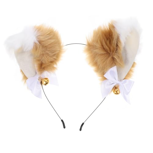 PENIKOKO Plüsch Cosplay Haarreif mit Glocke Weiches Stirnband mit Katzen und Fuchsohren Angenehm zu Tragen Party und Halloween Kopfschmuck für Damen und Mädchen von PENIKOKO