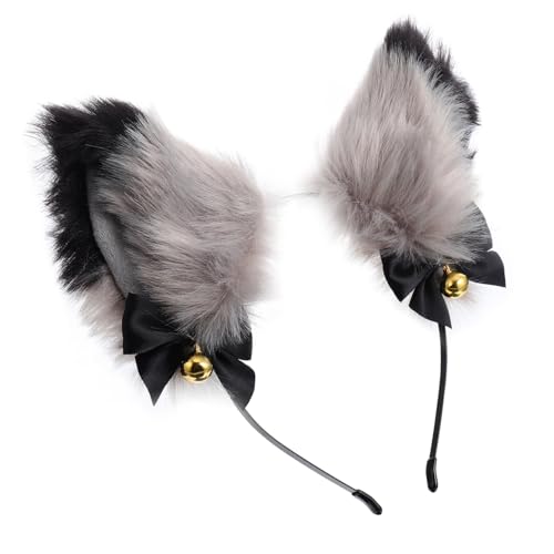 PENIKOKO Plüsch Fuchsohren Haarreif mit Glocke Leichtes Cosplay Stirnband für Halloween Kostüm Party und Festtage Verstellbar Weiches Material für Damen von PENIKOKO