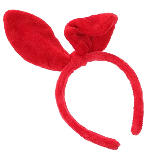 PENIKOKO Plüsch Hasenohren Stirnband mit Großem Roter Schleifen design Weiches Leichtes Bunny Haarband für Damen Geeignet für Karneval Party Ostern und Festtage von PENIKOKO
