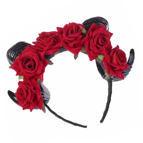 PENIKOKO Rotes Rosenhorn Stirnband aus Halloween Haarreif mit Detailreicher Verarbeitung Wiederverwendbares Damen und Mädchen Accessoire für Auffällige Kostüm Styles von PENIKOKO