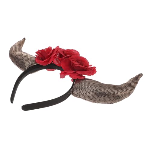 PENIKOKO Tag der Toten Haarreif mit Roten Rosen und Hörnern Day Of The Dead Kopfschmuck Festival Stirnband für Party Cosplay Damen Bequemer PENIKOKO Tag der Toten Haarreif mit Roten Rosen und Hörnern Day Of The Dead Kopfschmuck Festival Stirnband für Party Cosplay Damen Bequemer von PENIKOKO