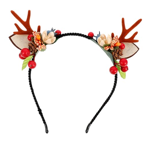 PENIKOKO Weihnachtlicher Rentier Haarreif mit Geweih Künstlichen Tannenzapfen und Beeren Handgefertigtes Stirnband für Festliche Weihnachtsfeiern und Partys Elegantes Accessoire für Damen PENIKOKO Weihnachtlicher Rentier Haarreif mit Geweih Künstlichen Tannenzapfen und Beeren Handgefertigtes Stirnband für Festliche Weihnachtsfeiern und Partys Elegantes Accessoire für Damen von PENIKOKO