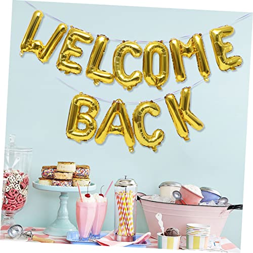 PENIKOKO Welcome Back Buchstaben Folienballon Goldene Schulanfang Dekoration Wiederverwendbare Indoor Outdoor Party Deko Kindergarten Ornamente Foto Hintergrund Zubehör von PENIKOKO