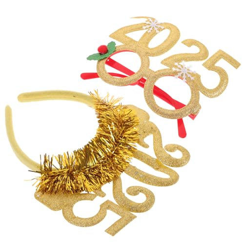 PENIKOKO Year Headwear Gold Haarschmuck und Brille Partyfoto Requisiten Unisex Stirnband Silvester Accessoires Glamourös Langlebig PENIKOKO Year Headwear Gold Haarschmuck und Brille Partyfoto Requisiten Unisex Stirnband Silvester Accessoires Glamourös Langlebig von PENIKOKO