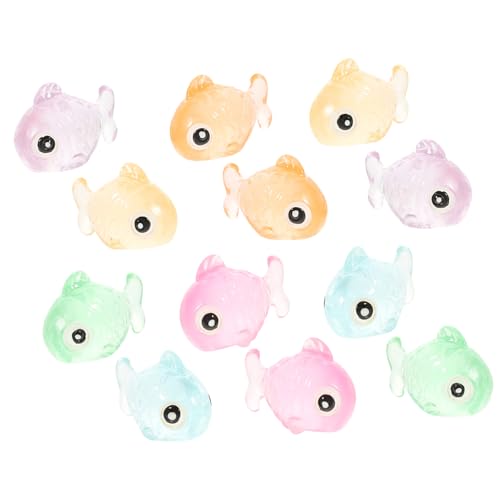 PEPLAYTAL 12 Stck Teiliges Mini Fisch aus Resin Leuchtende Fische mit Neonfarben Miniatur Fischfiguren für Aquarium und Mikro Landschaftsbau Langlebig Detailreich Leuchten im Dunkeln von PEPLAYTAL