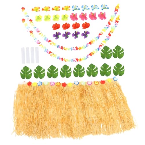 PEPLAYTAL 1Satz Hawaii Party Dekoration Teiliges Tischrock mit Blumensträngen Regenschirm und Blättern für Unvergessliche Hawaii Feiern und Farbenfrohe Tischdekoration von PEPLAYTAL