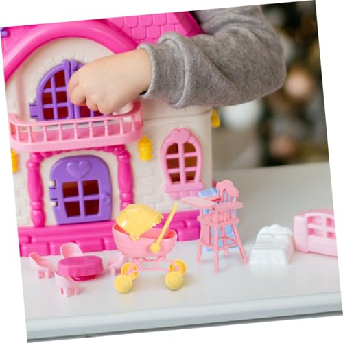 PEPLAYTAL 2 Sätze Kompakter Babywagen und Hochstuhl aus Abs Realistische Miniaturmöbel für Puppenhausdekoration und Interaktives Spiel von PEPLAYTAL