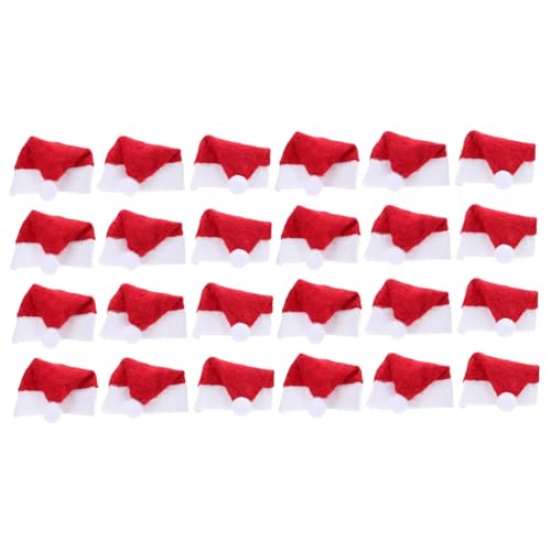PEPLAYTAL 24 Stück Mini -Weihnachtshut -Dekoration Weihnachtshüte Neuheit Weihnachtsmütze Kleine Weihnachtsmützen basteln Vorabend Zeigen Weihnachts-Mini-Hut Weihnachtsmütze klein Vlies rot von PEPLAYTAL