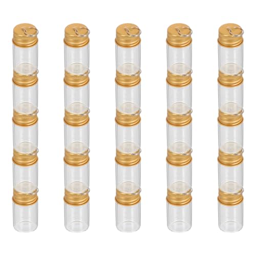 PEPLAYTAL 30 Stück Mini Glasflaschen Transparent Mit Goldverschluss Kleine Wishing Vials Für DIY Anhänger Schlüsselanhänger Und Kreative Geschenkideen Für Reisen Und Geburtstage von PEPLAYTAL