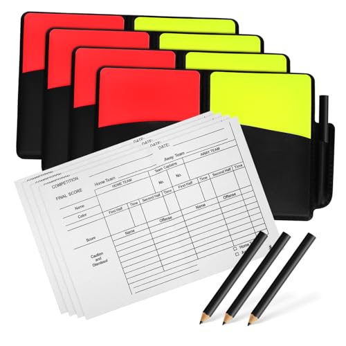 PEPLAYTAL 4 Sätze Schiedsrichter Karten Set Rot Gelb PVC Robuste Fußball Volleyball Referee Karten mit Punkteblättern Sport Spiel Zubehör Langlebig Komfortabel von PEPLAYTAL
