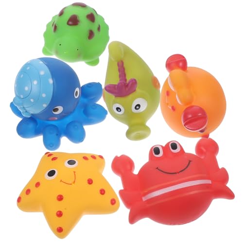 PEPLAYTAL 6 Stück Teiliges Badewannenspielzeug Schwimmende Meerestiere Buntes Wasserspielzeug für Kleinkinder Fördert Handentwicklung Sicher für Junge Mädchen Haut von PEPLAYTAL