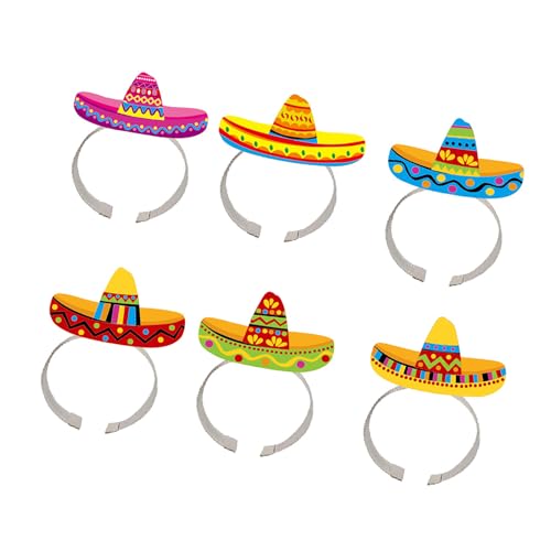 6 Stück Sombrero Stirnbänder Kopfschmuck Thema Party Dekorationen Kopfbedeckung für Feiern und Foto Requisiten Foto Requisiten von PEPWE