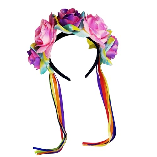 Regenbogen-Quasten, Blume, Kopfbedeckung, Party, Halloween, Braut, Kopfschmuck, Quasten, Braut, Haarreif für Live-Show, Rollenspiele, mehrfarbig, Braut-Haarschmuck für Mädchen Regenbogen-Quasten, Blume, Kopfbedeckung, Party, Halloween, Braut, Kopfschmuck, Quasten, Braut, Haarreif für Live-Show, Rollenspiele, mehrfarbig, Braut-Haarschmuck für Mädchen von PEPWE