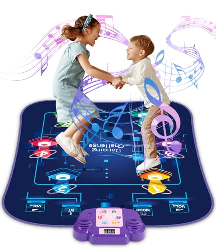 PERMUST Tanzmatte Spielzeug für Kinder,Mädchen Tanzmatte,Musikmatte mit 6 Led-Leuchten, 6 Spielmodi LED Anzeige, Weihnachten Geburtstags Geschenkeab 3 4 5 6 7 8 9 10 11 12 Jahre Geschenke Musikmatte von PERMUST