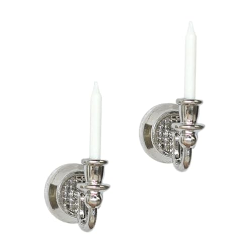 PERSELOSO 1 Paar Puppenhaus Wandleuchte Mini-Hausbedarf Miniatur Kerzenlampe Ornament kleines Hauszubehör deko Zubehör für Puppenhäuser Mikrolandschaftsmodelle Ferrolegierung Silver PERSELOSO 1 Paar Puppenhaus Wandleuchte Mini-Hausbedarf Miniatur Kerzenlampe Ornament kleines Hauszubehör deko Zubehör für Puppenhäuser Mikrolandschaftsmodelle Ferrolegierung Silver von PERSELOSO