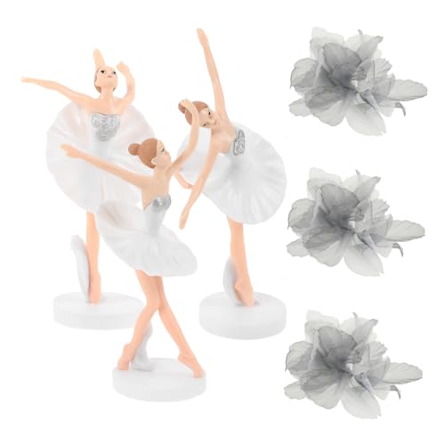 PERSELOSO 1 Satz 6 Stk Ballettmädchen-Ornamente Figuren Geburtstagstorte Figur Braut- Stütze Frauen Tortendeko Ballett Tortenfigur Ballett Kuchendekoration Kuchen Zubehör Gittergewebe Weiß von PERSELOSO