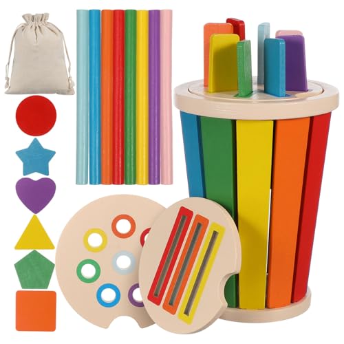 PERSELOSO 1 Satz Geometrisches Formensortierspielzeug Montessori Farbsortierer aus Holz Lernspielzeug für Frühe Entwicklung Sicher und Ansprechend für Ab Jahr von PERSELOSO